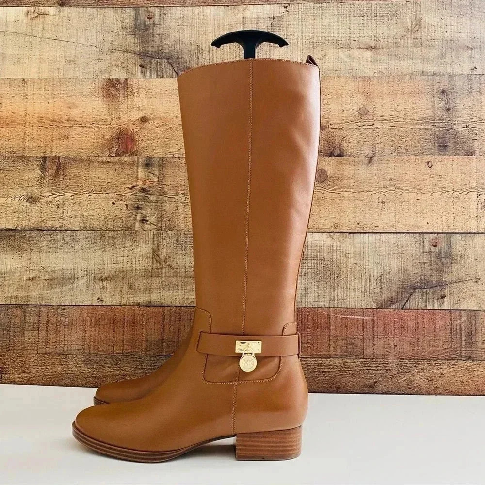 Micheal Kors Hamilton Padlock Knee Length Boots - Picture 1 of 7